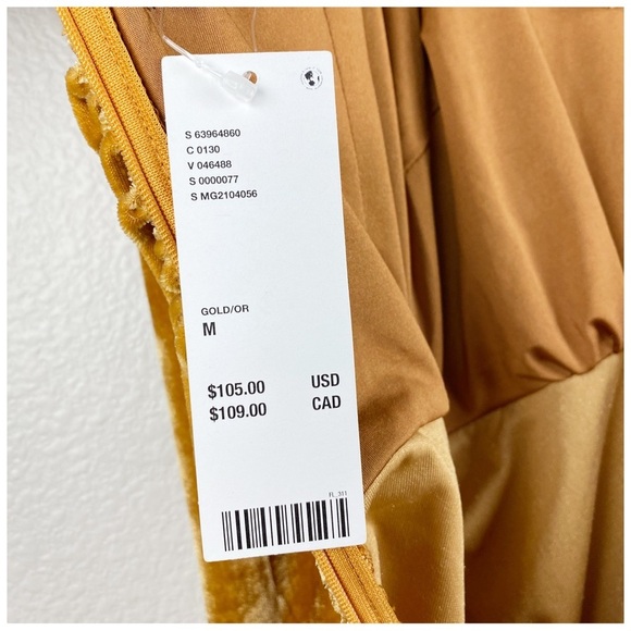 NWT MinkPink Meknes Gold Velvet Ruched Mini Dress Size Medium - Picture 11 of 13